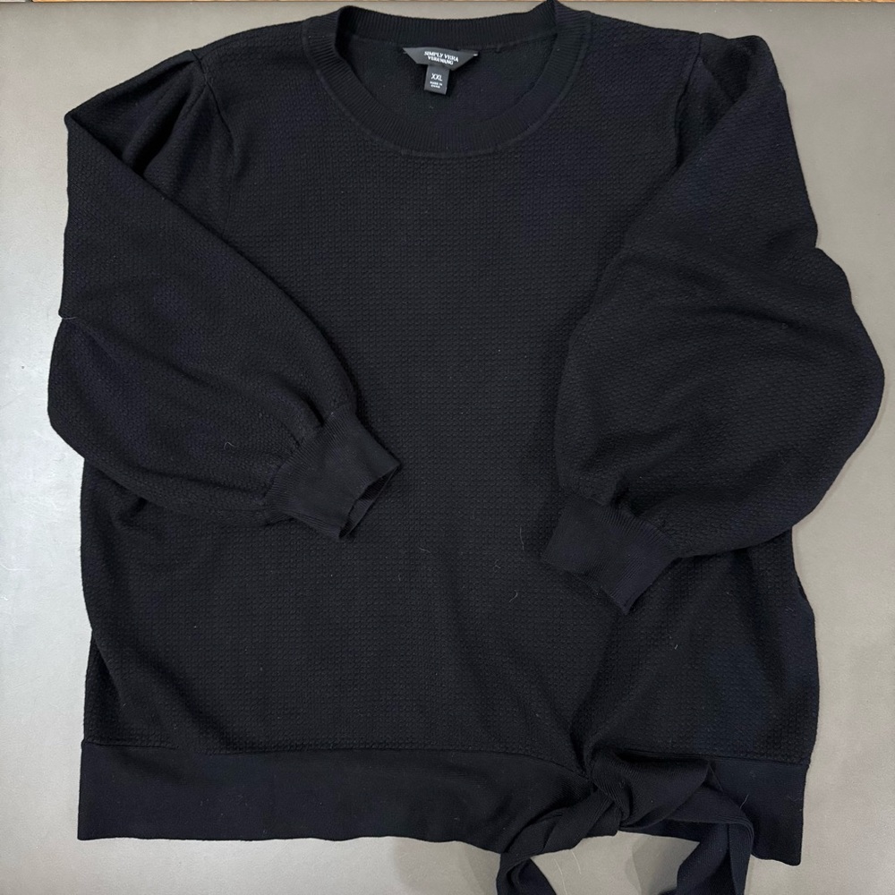 Simply Vera Vera Wang Black Sweater with Tie Front - Size XXL